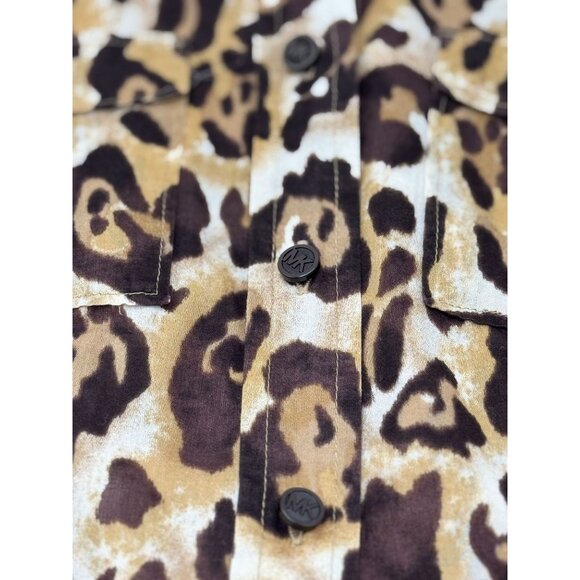 Michael Kors Leopard Print Button-Up Shirt Size S Womens Long Sleeve - Picture 6 of 14
